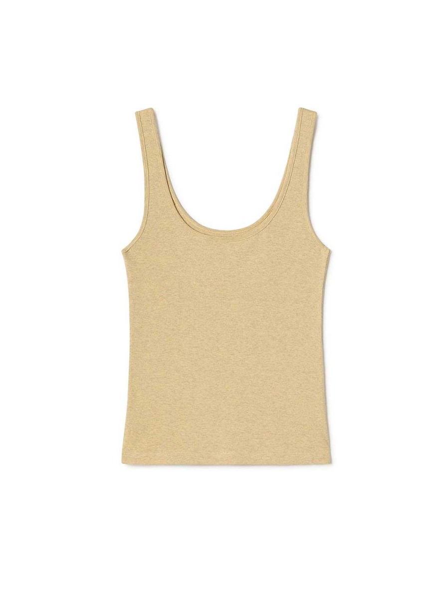 Bovenkanten | TWOTHIRDS Gerecycleerde Rib Tank — Geel Pastel