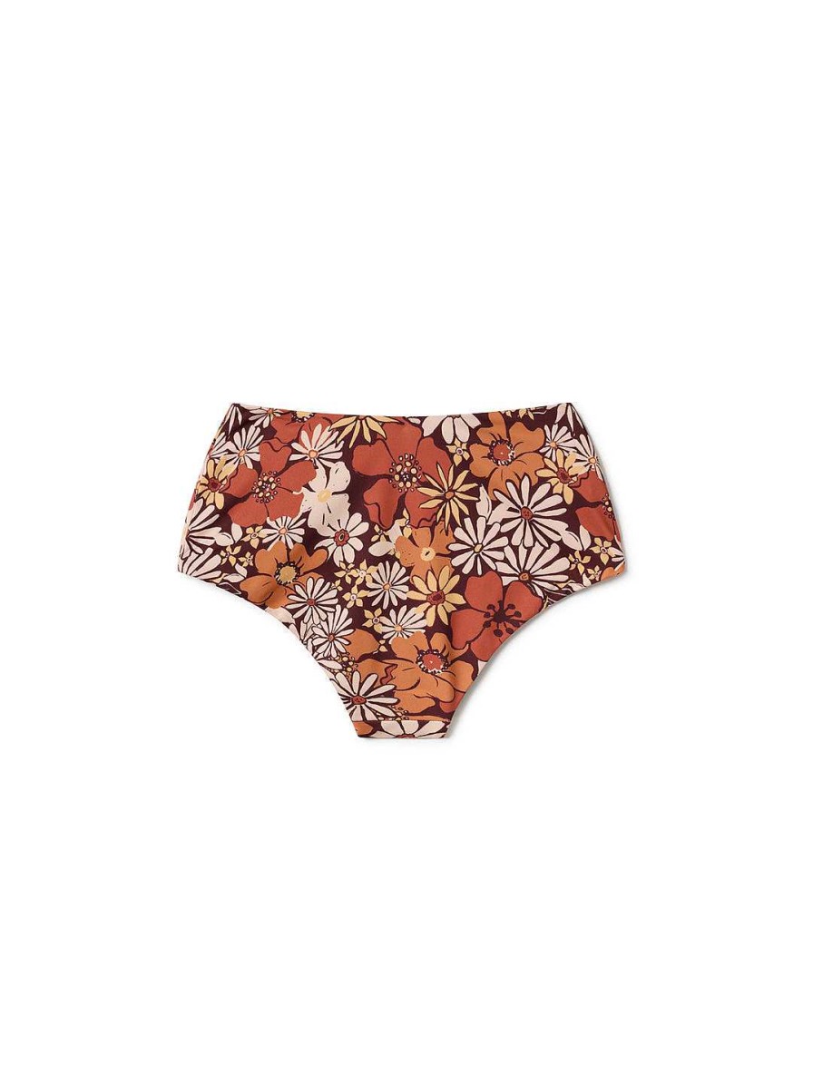 Badkleding | TWOTHIRDS Zadelbroekje - Retro Flower Brown