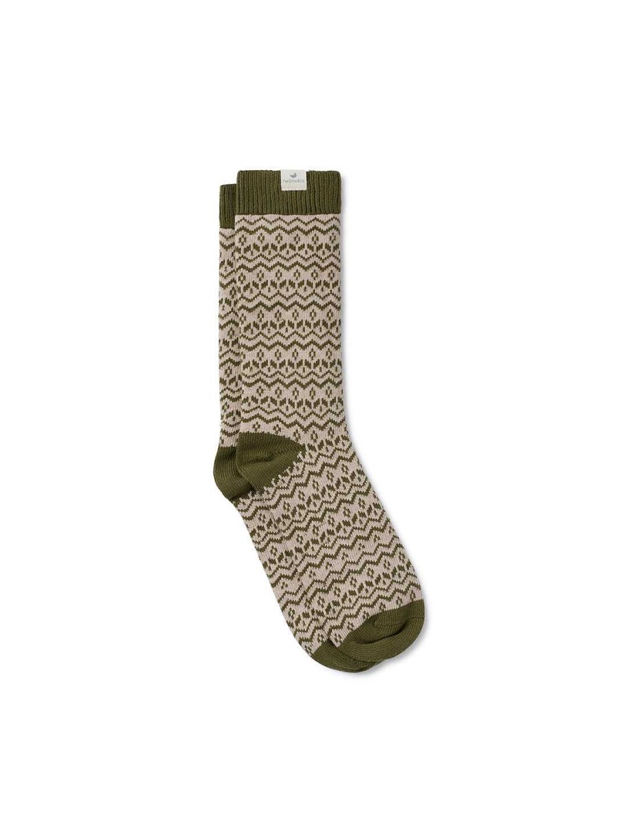 Sokken | TWOTHIRDS Kikai Groene Jacquard